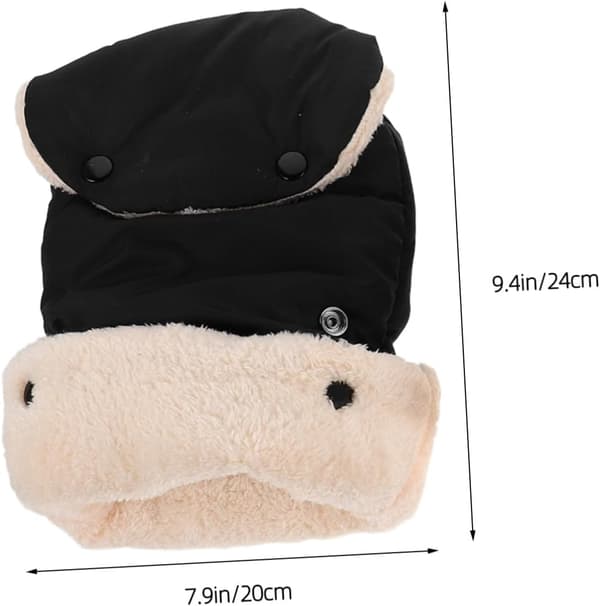 Stroller Gloves with Thick Plush Lining, Hand Warmers for Parents, Fits Black Handles
