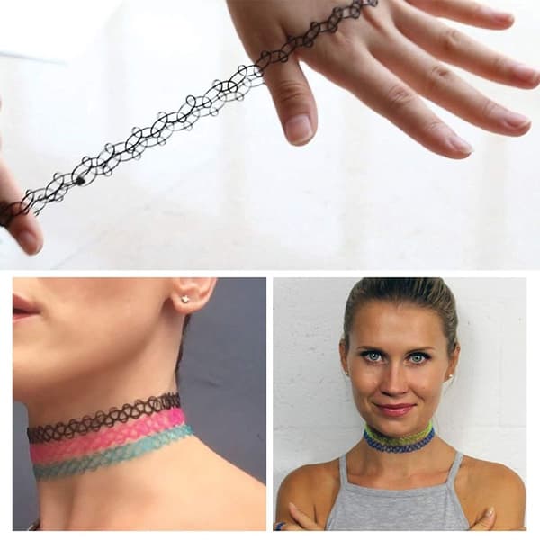 Chokerhalsband Set 90-tal Old School Stil Tonårsflickor Kvinnor