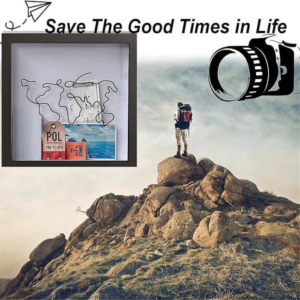 Shadow Box Picture Frame for Wall and Table Placement - Ticket Stubs Adventure Archive Box / Hanging