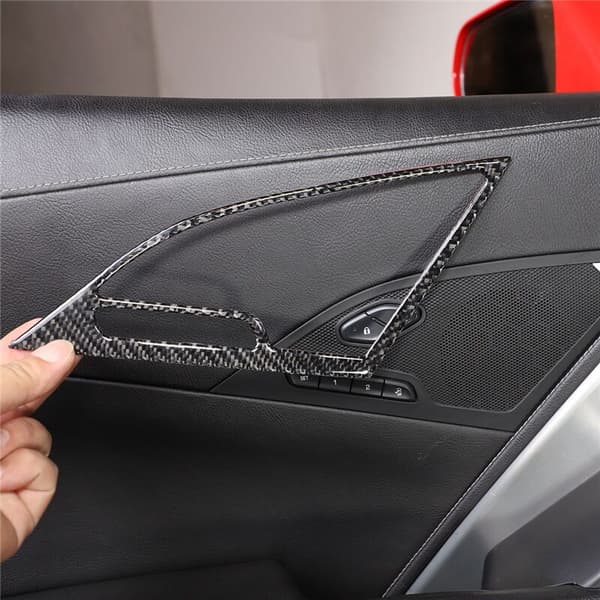 Soft Fiber Interior Door Speaker Frame Sticker Cover Trim Decals for C7 2014-2019
