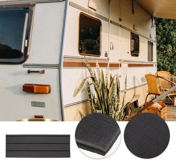 RV Step Covers 2pcs Non-Slip Stair Mat with Self-Adhesive Backing Dark Grey and Black Trailer Step Mats