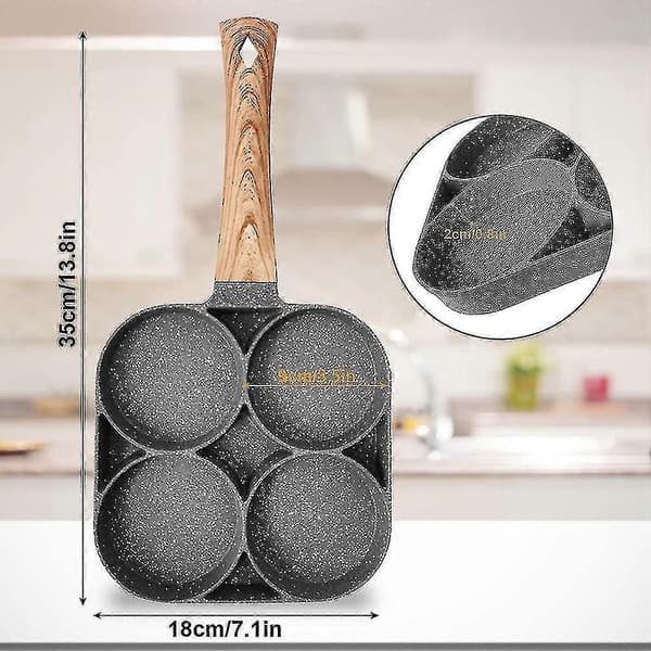 Egg Frying Pan, Non-Stick Pancake Pan Egg Pan with 4 Holes Fried Egg Pan Pancake Maker for Induction