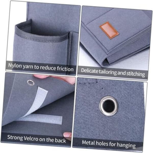 Smoke Grey Felt Storage Bag for Armrest, Multifunctional Side Storage Bag, Suitable for Sofas and Armchairs, Practical Compartmented Storage.