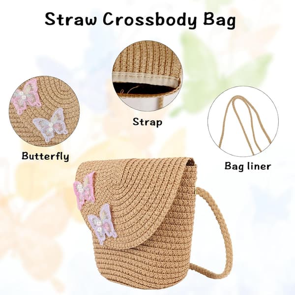 Butterfly Straw Shoulder Crossbody Bag