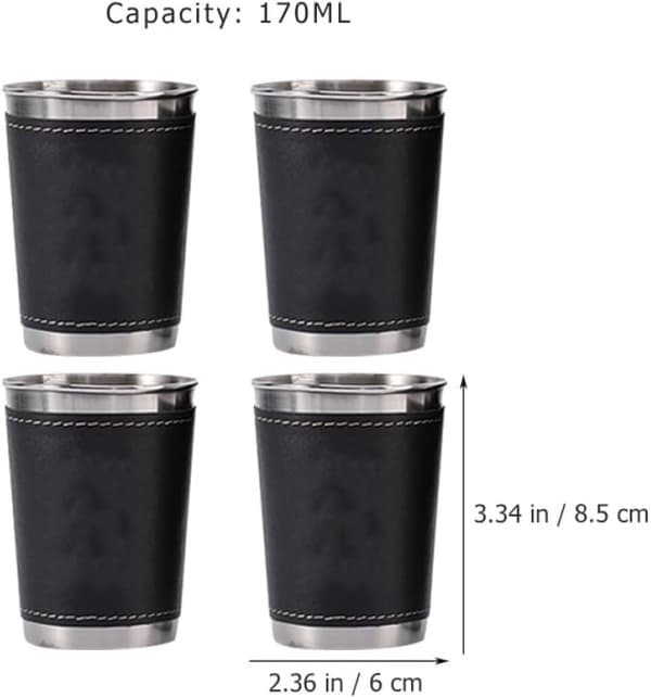 170 ml vinglassett i rustfritt stål for camping og fotturer, lett å bære og rengjøre