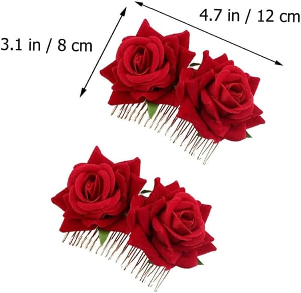2 stk Rose Hårkam Hodeplagg Bryllup Blomst Hårtilbehør Smykker Stoff Blomsterklemme