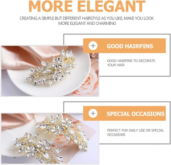 Krystalblomst Hårklemme Rhinestone Hårspænde til Kvinder til Polterabend