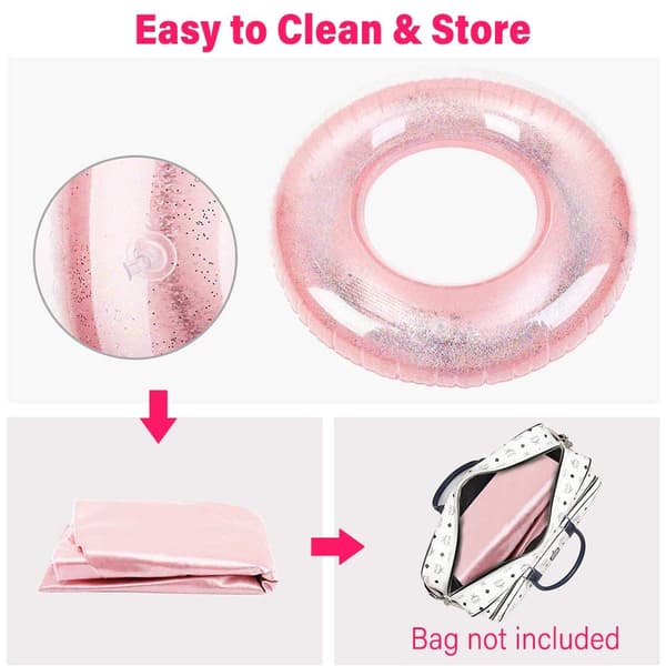 Inflatable Swim Ring, Inflatable Pool Party Toy, Round Swim Ring, Pool Sofa with Handles, Thicker, Sequin Swim Ring, Inflatable Round Shape