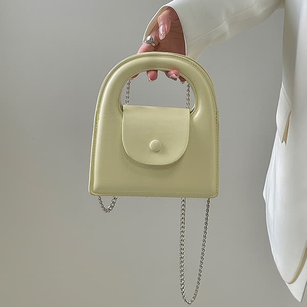 Women's Mini Handbag Small Tote Bag PU Leather Detachable Chain Strap Bag Magnetic Design Yellow Free Size