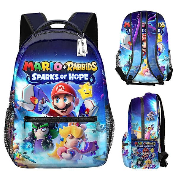 Børn Super Mario Tryk Rygsæk Stor Kapacitet Skoletaske -1 A A A