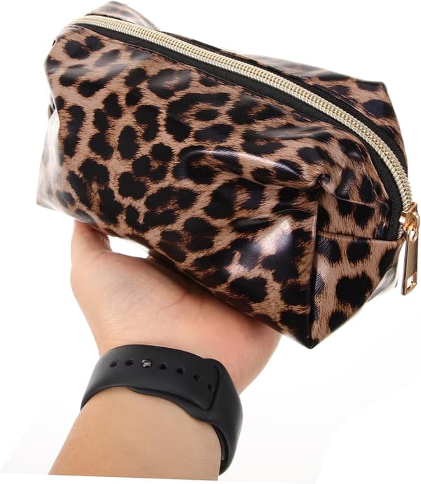 4 stk. makeuptasker med stor kapacitet Leopard makeuptaske Bærbar rejse-makeuptaske til kvinder