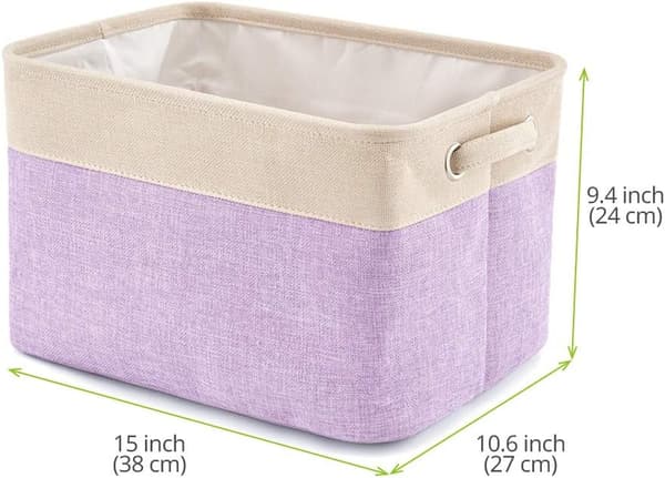 3-pack förvaringskorg i canvas blå, lila, rosa blue,purple,pink