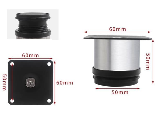 Set med 8 möbelben, justerbara köksben Ø 50 mm/höjd 5