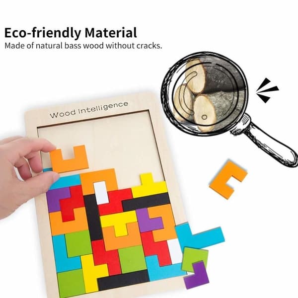 Tetris Tangram Wooden Puzzle Didactic Learning Toys Pcs Intelligence KLB