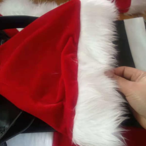 7 stk. julemandskostume XL polyester-outfit til julefrokost mænd