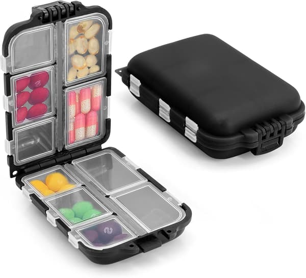 Pilleboks, reisemedisinboks med 10 rom, minitablettboks, pilleboks (svart)