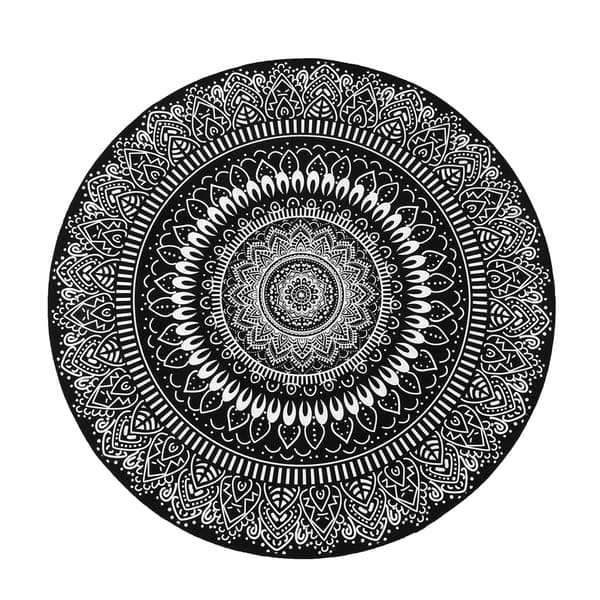 Rund Mandala Blomma Matta Rumsmattor Halkfri Golvmatta