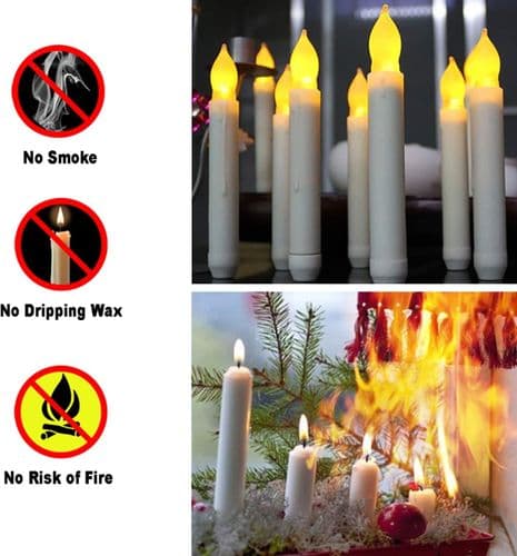 Sett med 12 LED-stavlys, flammeløse bordlys, batteridrevne Harry