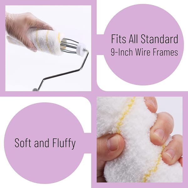 Paint Roller Covers, 9 Inch Roller Covers, 5-Pack, Paint Roller Sleeves, Paint Roller Brush Naps, Roller Nap