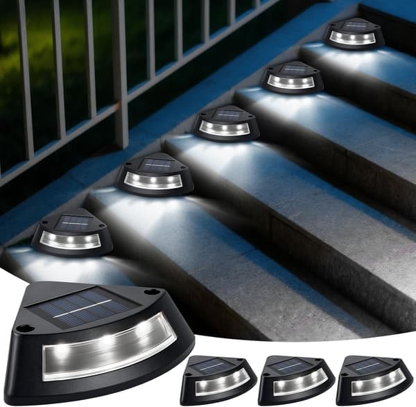 Solcellslampor Utomhus Trappor, 4-pack IP65 Vattentäta Solcellslampor Utomhus Trädgård, Vit LED Trappbelysning