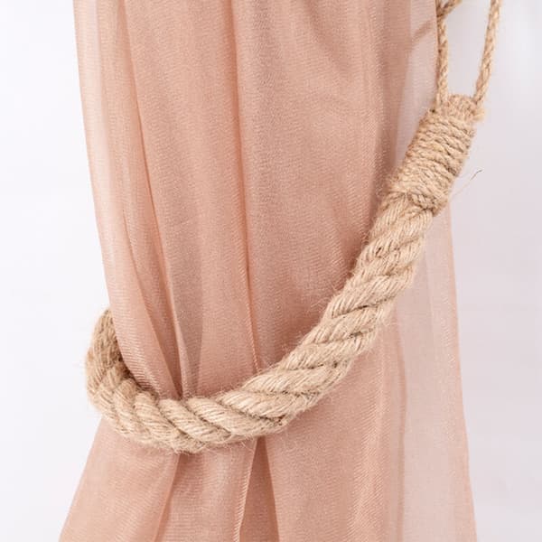 Set of 2 Curtain Tiebacks with Decorative Handmade Twisted Hemp Rope for Curtains (Khaki, 2)