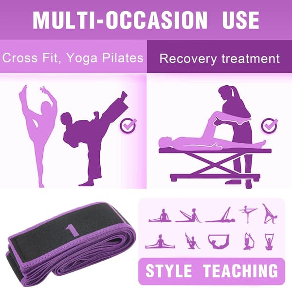 Yoga Elastisk Bånd med 9 Løkker, Strækmodstandsbånd, Elastisk Træningsrem til Yoga Pilates_tfrf