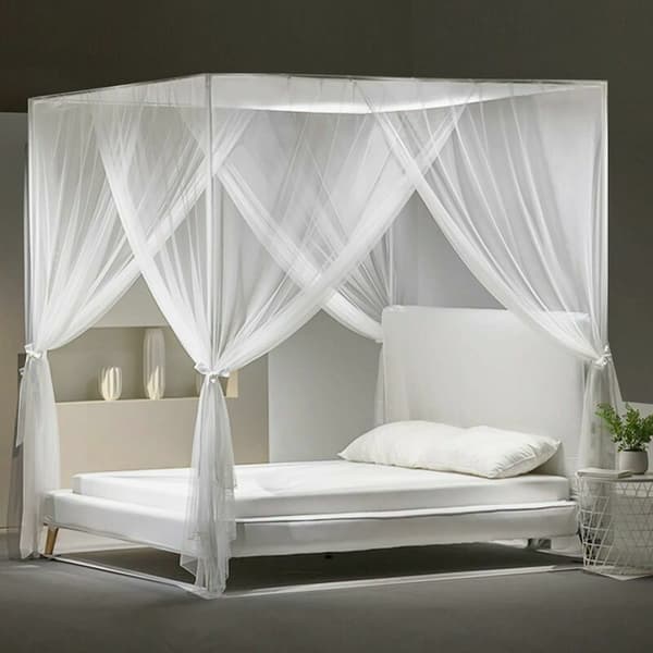 Large Square Mosquito Net for Double Beds, 4 Doors, Universal Insect Protection, Thin Fabric, 210 x 190 x 240 cm