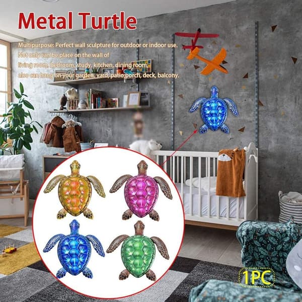 Metallic Sea Turtle Beach Outdoor Hanging Wall Decor