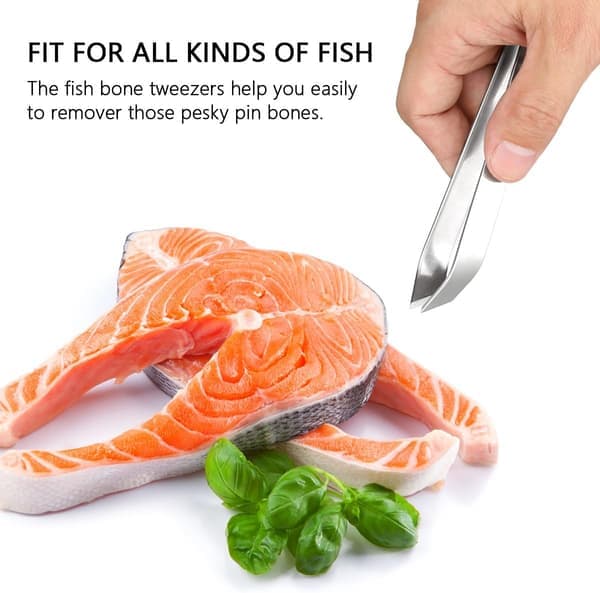 Fiskebenspincet i rustfrit stål, flad og skrå pincet, tangfjernelsesværktøj (11,7 cm)
