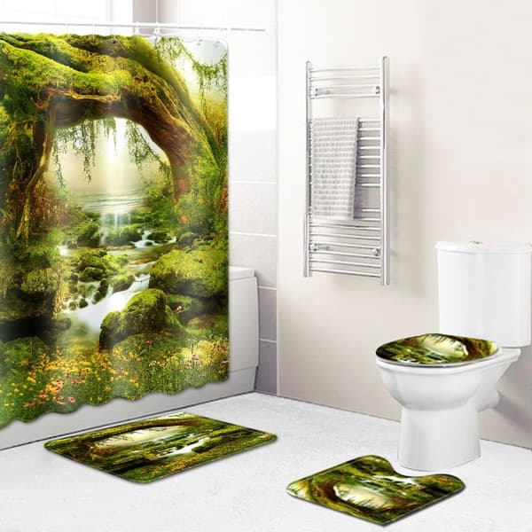 4-pack Skog Duschdraperi, Wonderland Konst Duschdraperi Trädgård Uteplats KLB