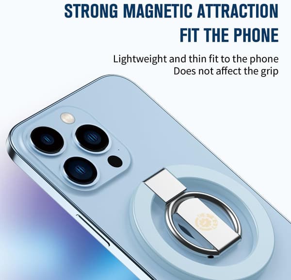 1 st Justerbar Magnetisk Telefonring Grepphållare med Stöd Säker Montering Ergonomisk Fingerögla Slim Hands-Free Vit