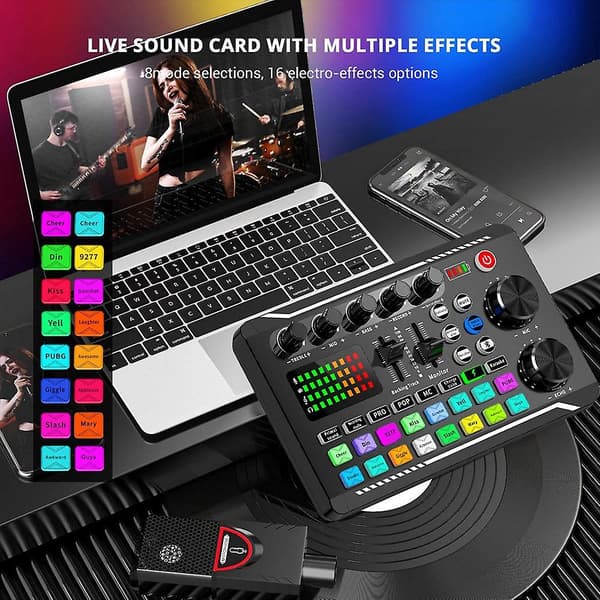 F998 Live Lydkort Audiomixer Podcast, Stemmeskifter Til Kontrolpanel Til Mikrofon Karaoke