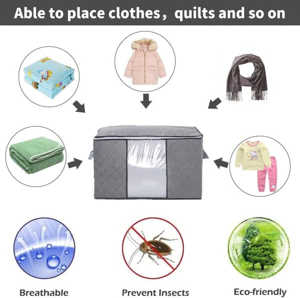 Quilt storage bag in thick non-woven fabric, under-bed storage, clothes storage, 60 x 40 x 35 cm