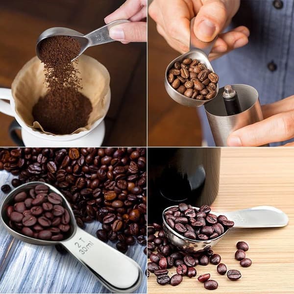 2 mätskedar, kaffeskedar, kaffeskedar i rostfritt stål, set, 1 matsked (15 ml).