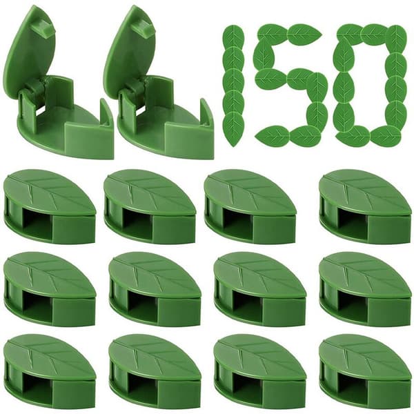 Leaf-shaped Plant Climbing Wall Fixture Clips Self-adhesive Hook Vine Traction Support Wire Clip (150 Pieces)