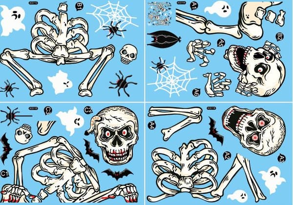 Large Halloween Window Decals, Halloween Window Decorations for Window Glass Walls Halloween Skull Sticker 63*66cm