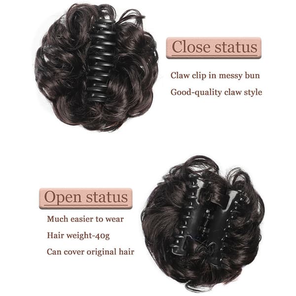 Kudde Hår Peruk Scrunchy Clip In Lockig Knut Lazy Updo - No. Dray