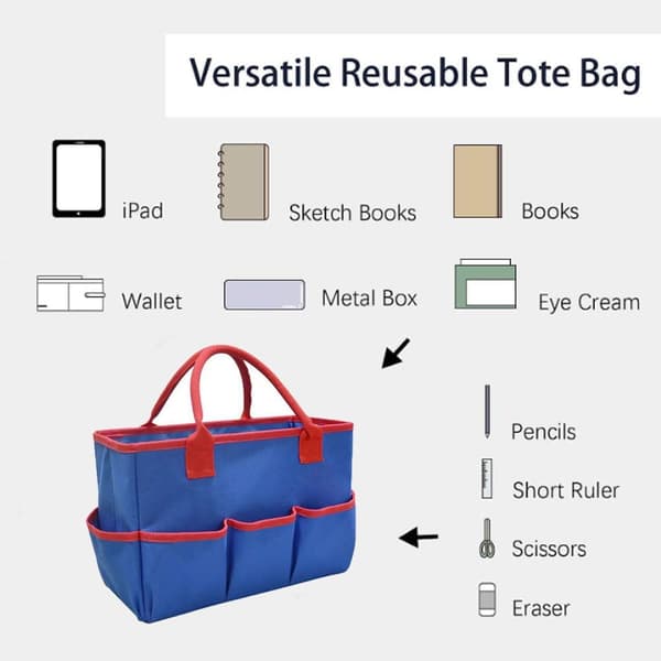 Desktop Folder Holder, Storage Organizer, Art and Craft Storage Bag, Foldable Garden Bag, Blue