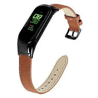 For Xiaomi Smart Band 8 Genuine Leather Strap with Black Watch Case Style P Style P