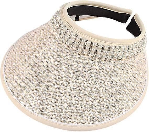Strandhatte til kvinder Bredskygget solhat til kvinder Solhatte til kvinder med UV-beskyttelse Elegant tofarvet patchwork sommerhat Khaki Khaki