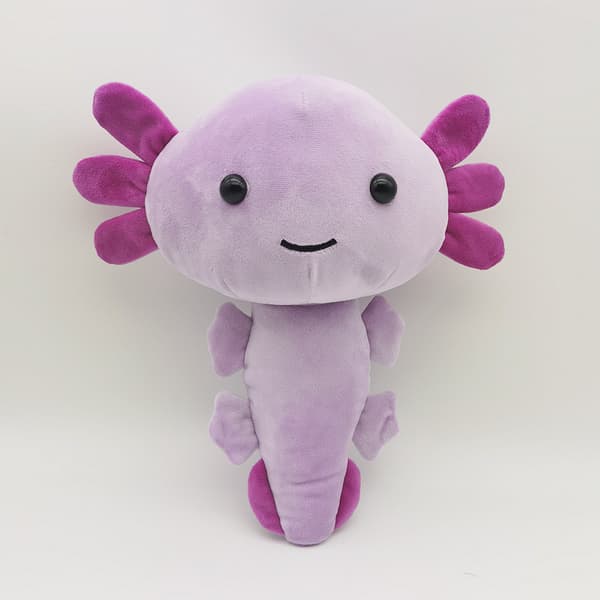 Se ny Axolotl salamanderdocka hexagonal dinosaurie plyschleksak lila