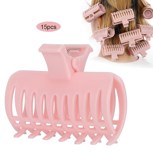 15 pcs/set Curl Clip Hair Roller Fixing Clip Holding Sectioning Claw Hairdressing Tool Pink