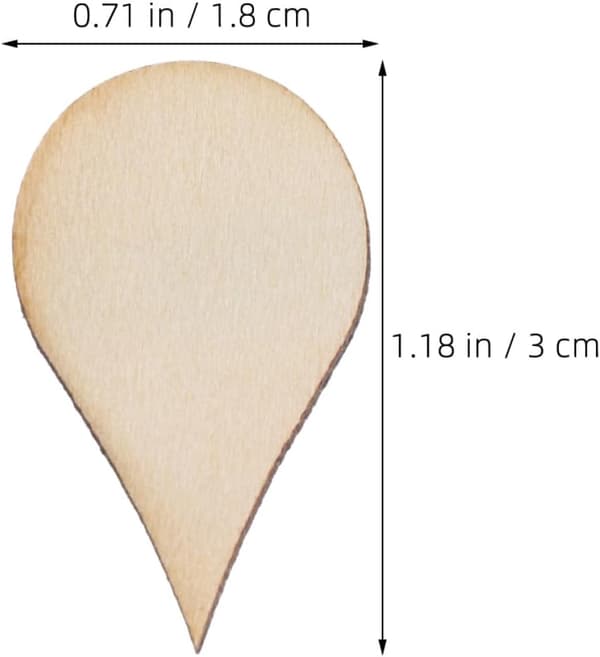 100 stk. dråbeformede træflis Ubehandlede træskiver til gør-det-selv-håndværk og dekorationer Naturlige 30x18mm