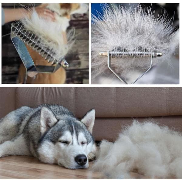 14-bladet Coat King Rake, underuldskam til kæledyr, professionel pelsplejekam til hunde og katte (6,2 cm)