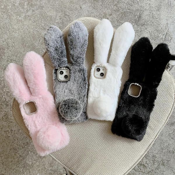 Furry Rabbit Ear Phone Cover for Phone with Plush Material Compatible 13[DB]