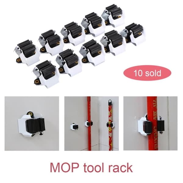 Mopping Brush Broom Holder Hanger, 10 PCS Wall Mounted Mopping Brush Broom Holder Hanger Organizer Storage Kitchen Tools