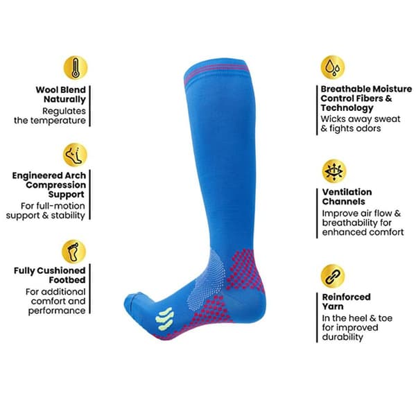 Fitness Professional Sports Socks Quick Drying Thin Knee Socks Blue KLB