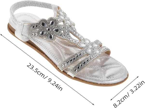 Sølv Rhinestone Kvinders Sandaler Åndbare Komfortable Udendørs Sko til Sommeren