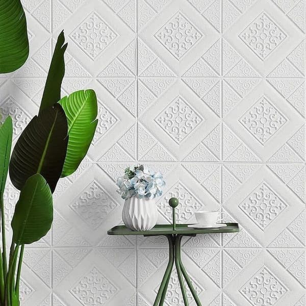 3D Wall Panel Wall Tiles 48-pack – Self-adhesive, Moisture-resistant, Shock-absorbing Foam Panel for Kitchen and Living Room