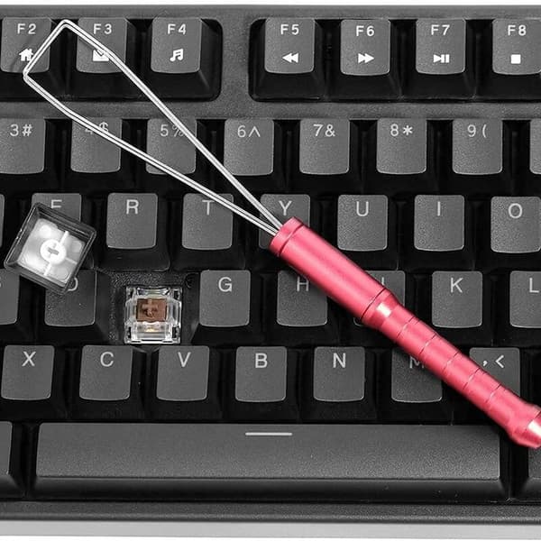 Fjernelsesværktøj til tastaturhætte i aluminiumslegering i tre trin til computermekanisk tastaturhættefjerner (rød)